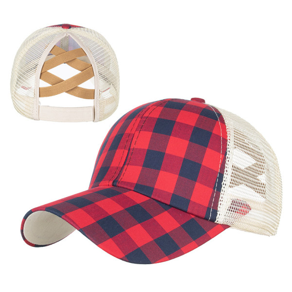 Kors elastisk mesh hästsvans baseball keps unisex justerbar B Q