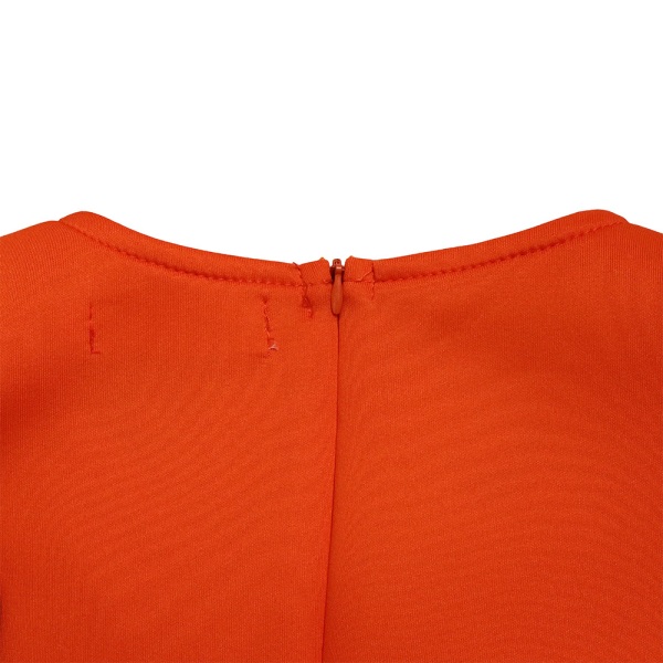 Firkantet halsudskæring boble ærme one-piece kort kjole (orange XL)
