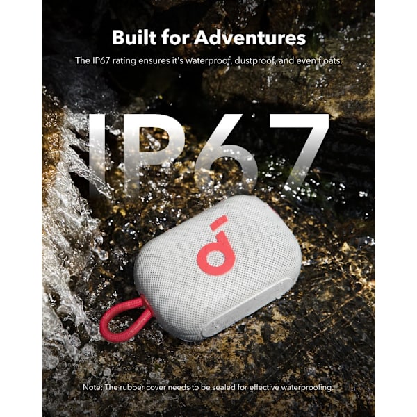 Select 4 Go Bluetooth Duschhögtalare från Anker, IP67 Vattentät/Dammtät, Portabel Trådlös Högtalare, 20 timmars Speltid, Flytbar, Kraftfull Red