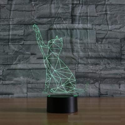 3D Kat Natlampe Touch Bord Skrivebordslamper 7 Farveskiftende L