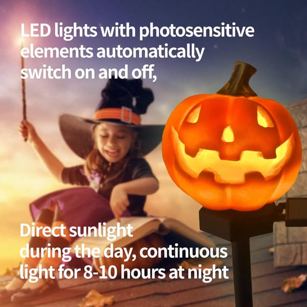 Solar LED Vandtæt Græskarlys – Udendørs Have-, Gårdsplads- og Stidekoration til Halloween