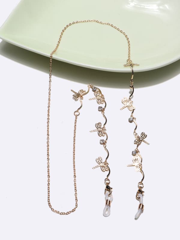 Skinnende Dragonfly Rhinestone Brillekjedebånd for Kvinner