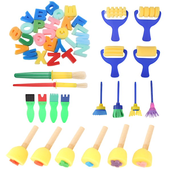 46PCS Kid Sponge Painting Stamp Roller Brushes Capital Letters Educational Painting Tool Toy