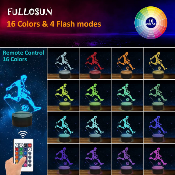Fodbold Natlys, 3D Optisk Illusion Lampe til Fodboldfan