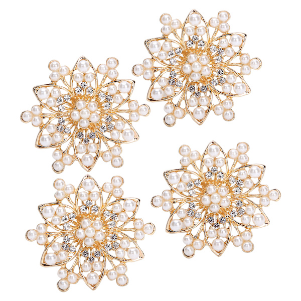 4 st ihåliga kristallblommformade spännen kläder väskor skor spänne dekoration tillbehör 5 cm ihålig rund pärla blommformad spänne