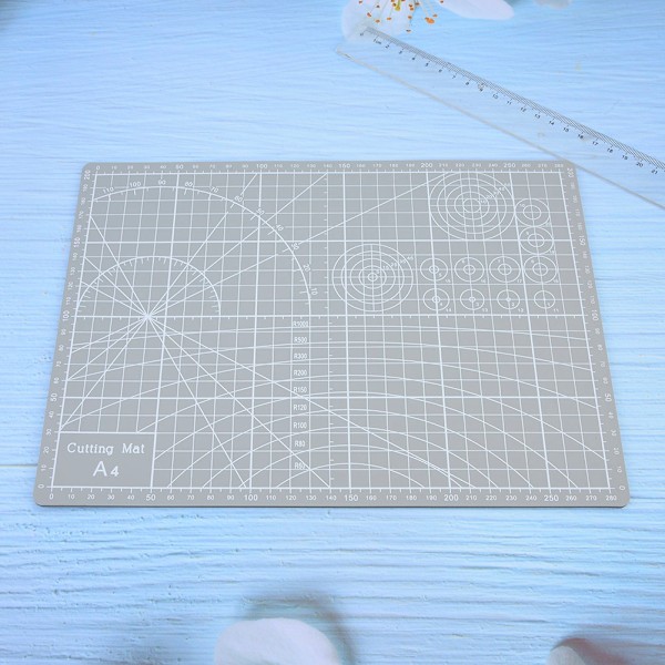A4 rutnät PVC skärmatta Självläkande papper Läder Tyg Skärbräda (Grå)