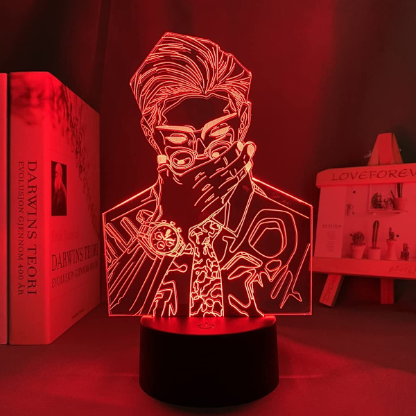 3D Illusion Jujutsu Kaisen LED Anime Lampe 16 Farveændringer Fjernbetjening Skrivebordsnatlys (Ryomen Sukuna)