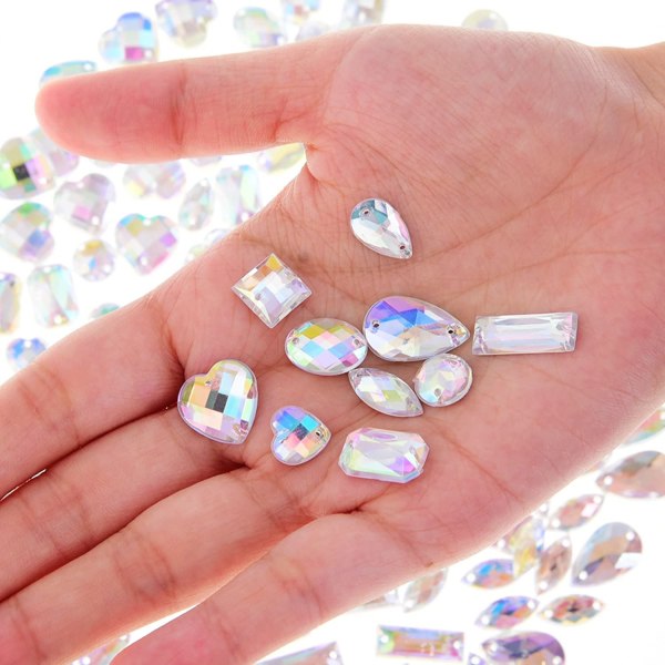 100 stycken Clear AB Gems Flatback Sy On Gems Facetterad akryl