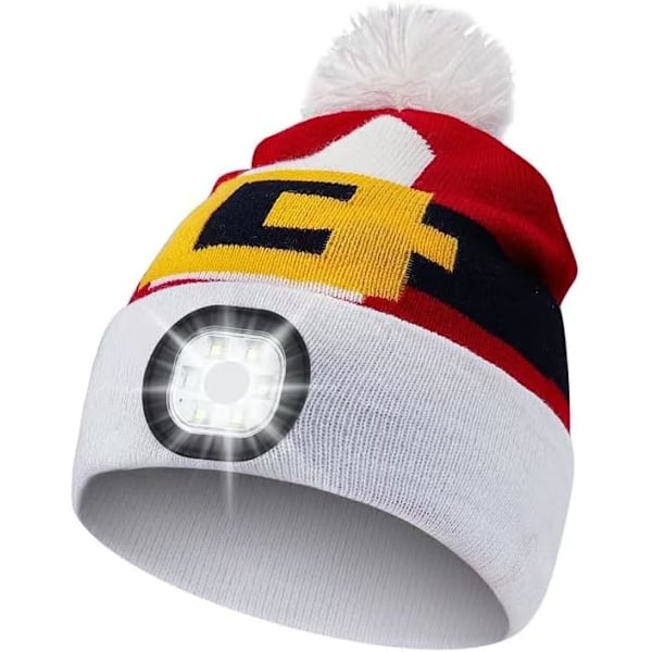 Barnelue med lys; Lyslue; LED-lyslue; Strikket lue; Varm lue Red