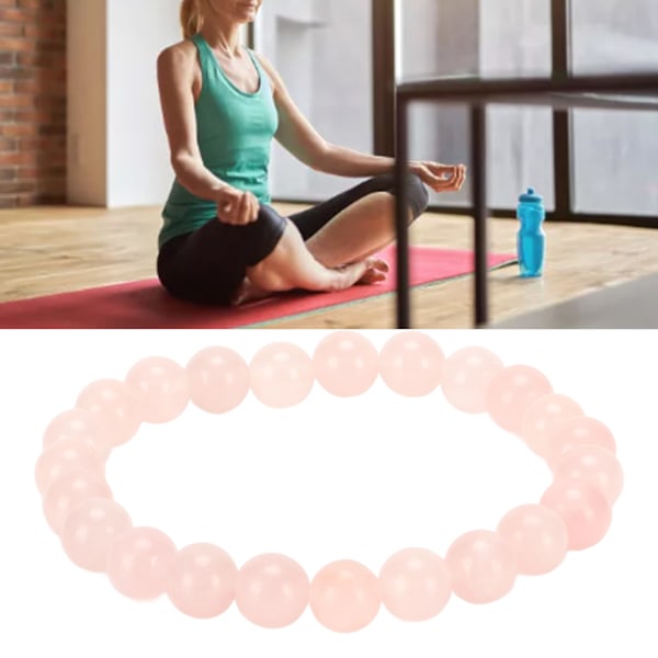 Perle Armbånd Elegant Diameter 8mm Stretch Naturlig Krystal Armbånd til Unisex Meditation Dekompression Gave Rose Quartz