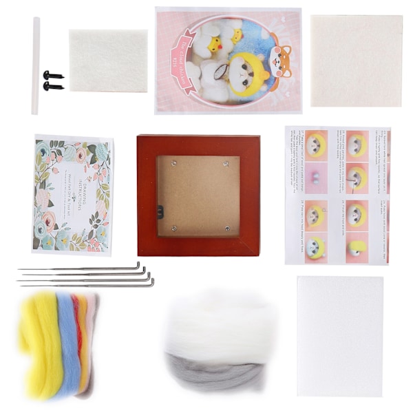 Nålfiltningskit Fotoram Ullfiltning Tillbehör Djur Plyschdocka DIY Material216# Moln Kyckling