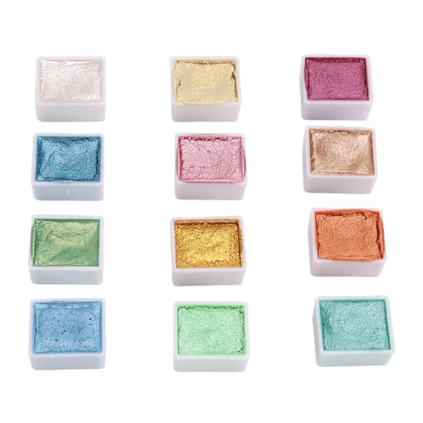 Glitter Akvarel Maling Solid Pakning Metal Macaron Farve Kunst Maleri Perlemors Akvarel Maling