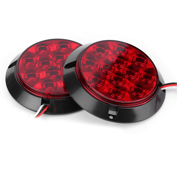 2 st 4-i-1 12V 12LED Baklykta Vattentät Rund Broms Stopplampa för Båt ATV Lastbil