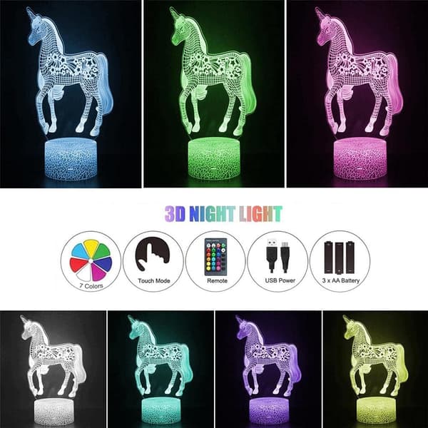 Kule ting til soverom Enhjørning 3D Visuell Lampe Touch LED Ta