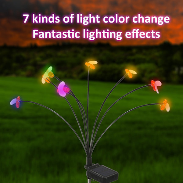 2 sarjaa aurinkokennokäyttöisiä mehiläisvalaisimia IP65 vedenpitävä 10 LEDiä aurinkokäyttöiset koristevalot ulkokäyttöön puutarhaan terassille kotiin Colourful light 10