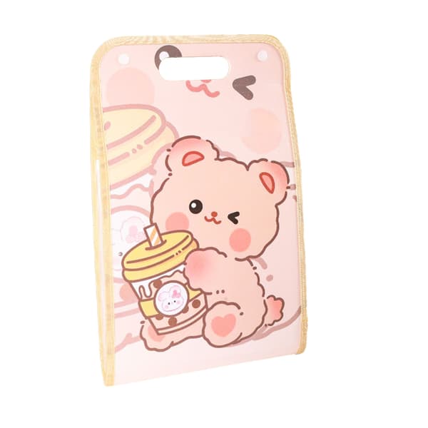 Paper Folder Multi Layer Waterproof Cute Pattern Plastic A4 File Folder Organ Bag for School Office Khaki