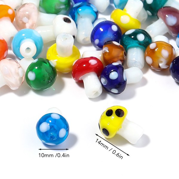 50 stk soppperler 14x10 mm Attraktiv dekorativ DIY-farget glasur 1,55 mm hull sopparmbåndsperler til smykker