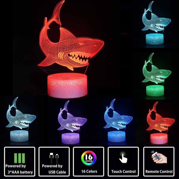 Natlampe til Børn, 3D Visualisering 7 Farver + 16 Farveskift Optisk Illusion Led Berøringsfølsom Lampe