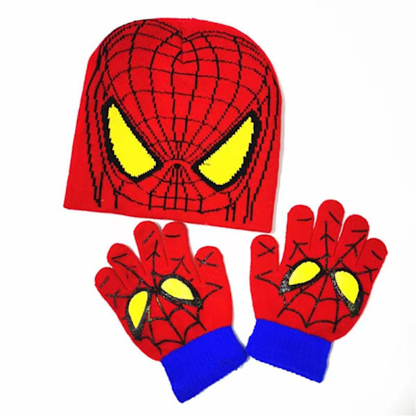 Marvel Spider-Man -talvihattu ja -hanskat lapsille, pojat ja taaperot, 2 osaa, Pom-Pom-pipo lämpimillä hanskoilla, joulu- ja syntymäpäivälahjat