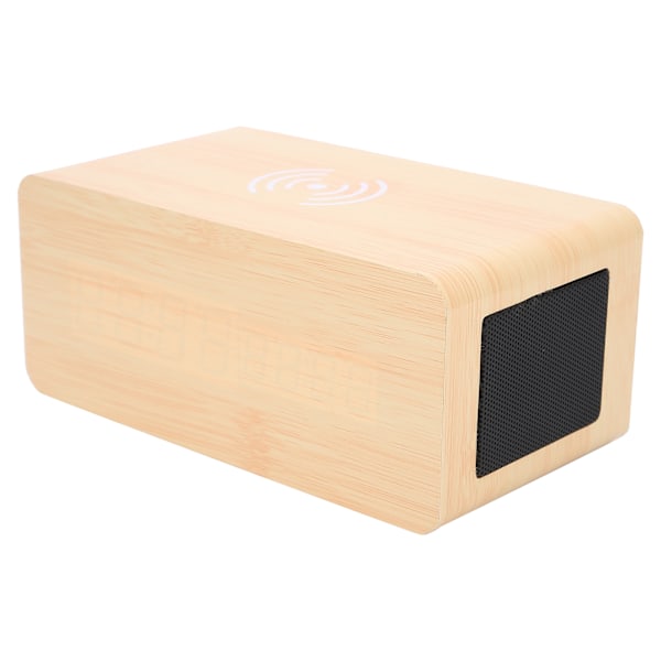 Monitoiminen puinen 2000mAh minikellokaiutin langaton Bluetooth-kello stereokaiutin (keltainen puu punainen valo)
