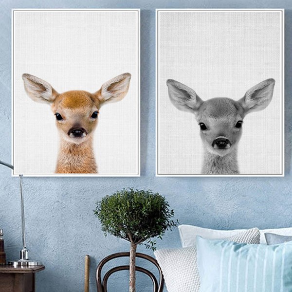 Hjortväggkonst Canvas Print Poster, Enkel Fashion Fotografi Konstdekor för Hemmet