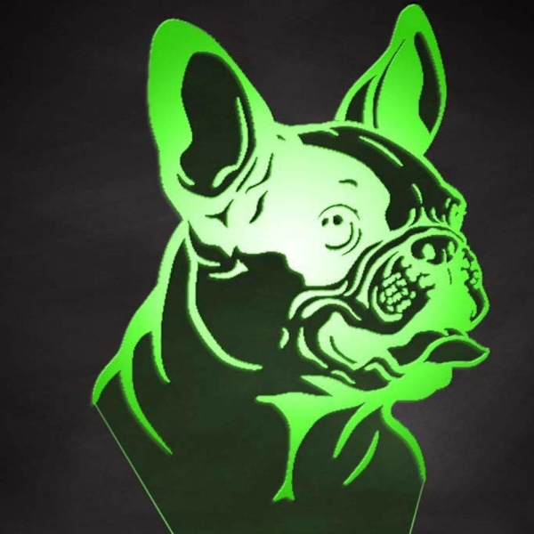 3D Fransk Bulldog Natlys LED Berøringskontakt Dekoration Bord Skrivebord Optisk Illusion Lamper 7 Farve Skiftende Lys LED Bordlampe Jul Hjem Kærlighed Fødselsdag