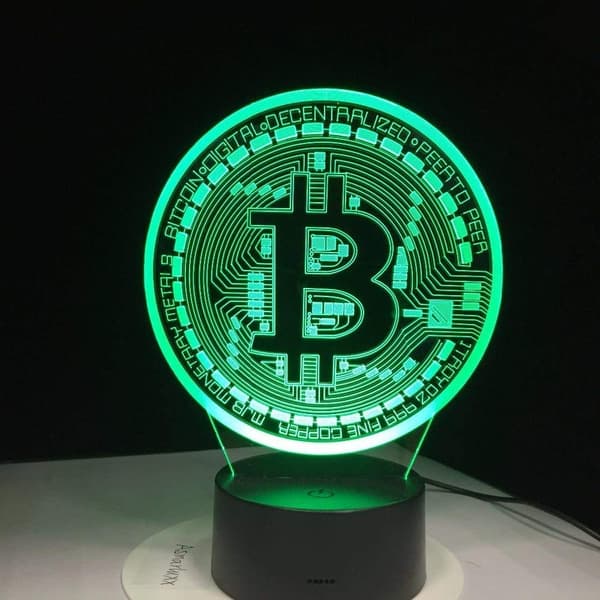 3D LED-nattlampa Illusion Bitcoin-skylt Modellin