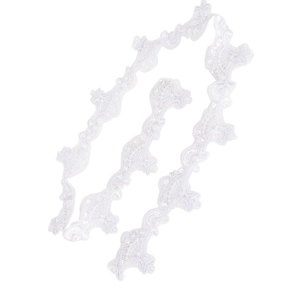 Dekorativ spets pärlband polyester broderad lapp kläder dekor tillbehör 1 YardWhite