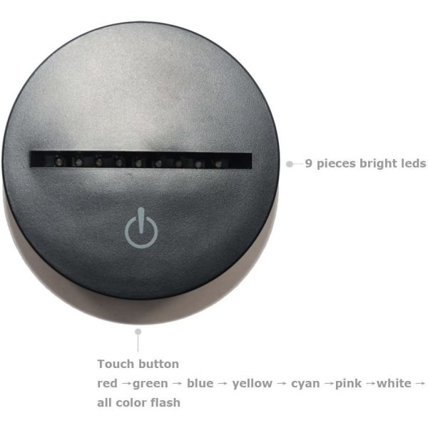 Optisk Illusion 3D Lotusblomma Nattlampa USB-Ström Touch Switch LED Dekoration Bordsslampa 7 Färger Växlande Ljus Jul Födelsedag Barn K