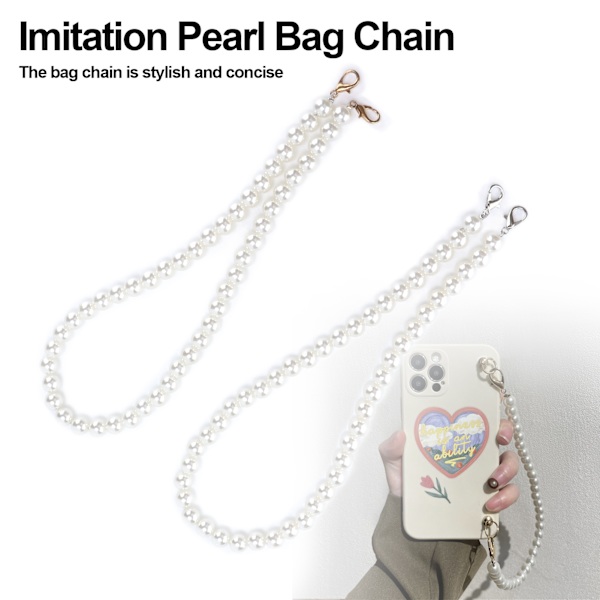 2 st Imitera pärlkedja stark fashionabel enkel handväska kedjor accessoarer för väska mobiltelefon dekoration 60cm
