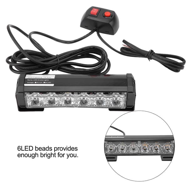 DC 12V Tehokas 6 LED Auton Vilkku Hätävaroitinvalo Kytkimellä