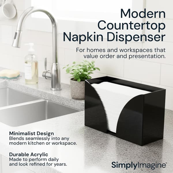 Sort Akryl Bordplade Papirhåndklædeholder - Rektangulær Dispenser & Kleenexboks Cover til C-Fold/Z-Fold/Multifold Servietter (Badeværelse) Black