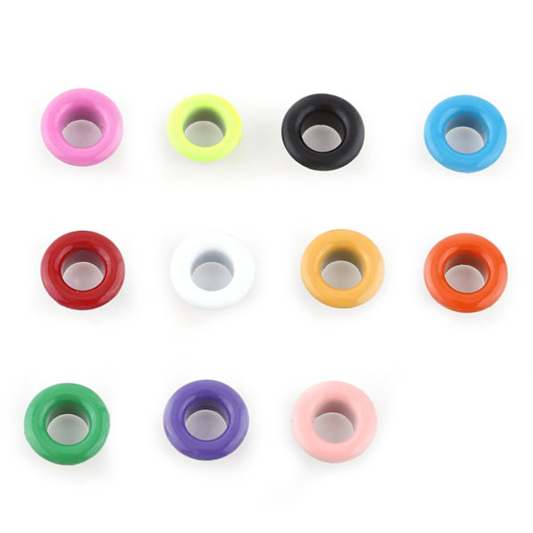100 set 5mm metalliska scrapbooking-öljetter spänne läderhantverk klädtillbehör (blandad färg)