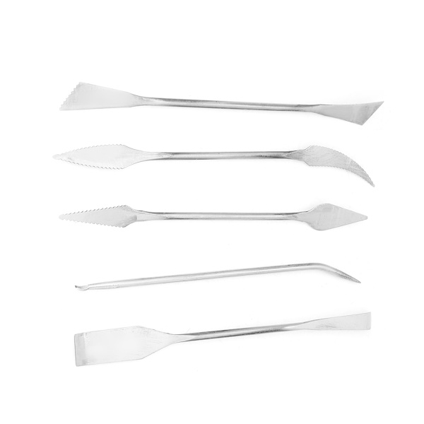5 st rostfria dubbelhuvud vaxkeramik lera snidning skulptur DIY hantverk set