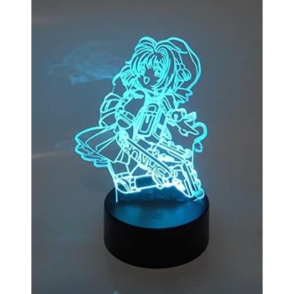 Card Captor Sakura Anime Rulleskøyte Lasergravert 3D-effekt Akryl LED Skrivebordslampe