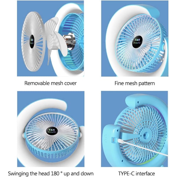 Foldbar Bærbar Halsventilator - Genopladelig Foldbar Håndfri Kølende Bladløs Personlig Ventilator, Batteridrevet med LCD-display, 3 hastigheder