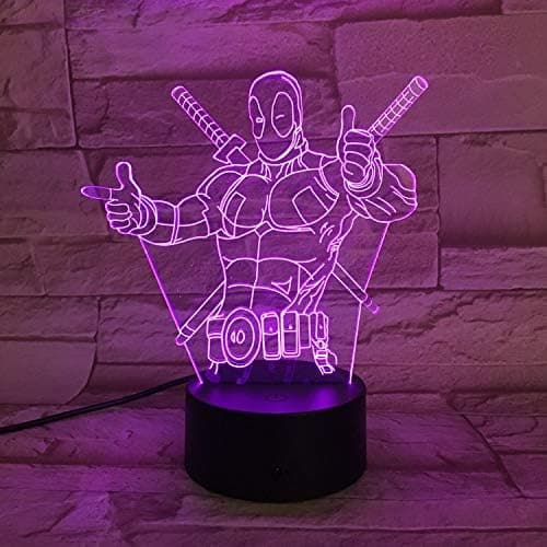 3D Bordlampe Akryl Deadpool Natlampe 7 Farver Misfarvning