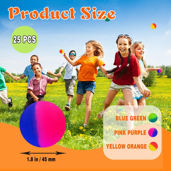25 st 45 mm studsbollar i blandade färger, studsbollar i gummi med hög studs 25