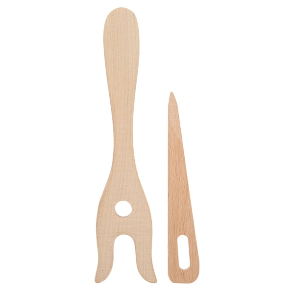2PCS Multifunktion DIY Stickning Verktyg Trä Bok Stickning Gaffel Liten Öga Nål
