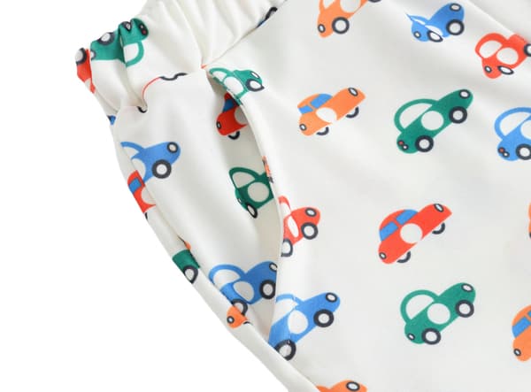Økologisk bomulls pyjamas shorts sett for gutter og jenter, 2 deler, S(Bil)