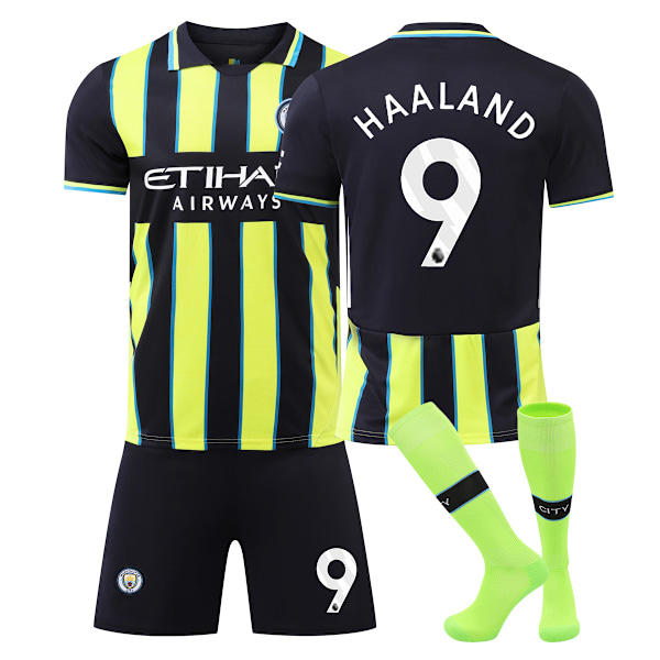 Fotbollströjor Manchester City NO.9 Haaland Fotboll för Pojkar med Fotbollströjor Shorts Strumpor, Fotbollströja Present till Pojkar M
