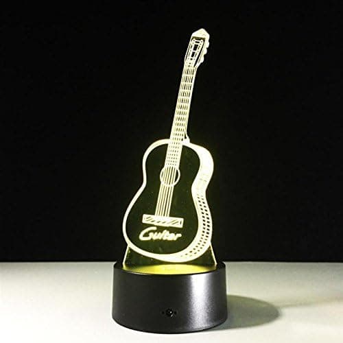 Guitar 3D Visuel Model Illusionslampe LED 7 Farveskift Nej