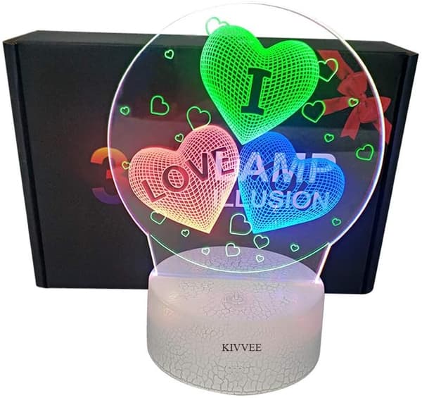 3D nattlampa I Love You Leeter Illusion Lamp Visual Table
