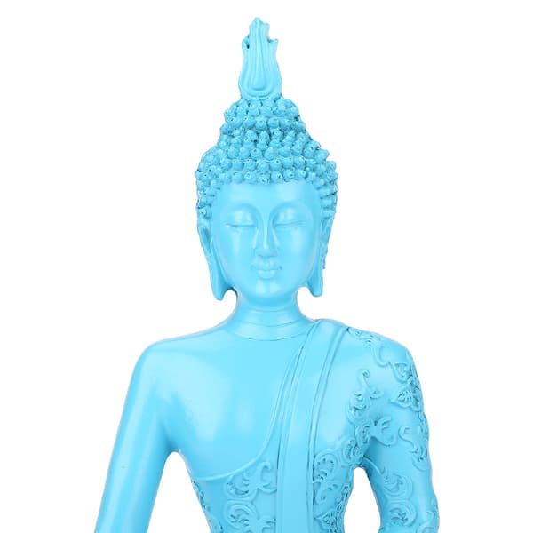 Resin Blå Buddhistisk Buddha Figur Statue Religiøs Skulptur Håndlaget Håndverk Dekorasjon