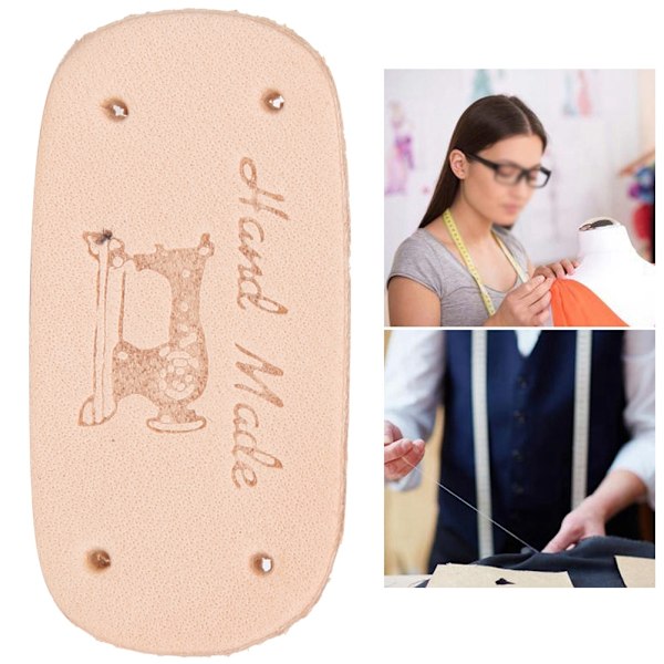 6 kpl Lehmän nahkaetiketti DIY Käsintehty ompeluvaatteet Laukku koristetarvikkeet (Luonnollinen)
