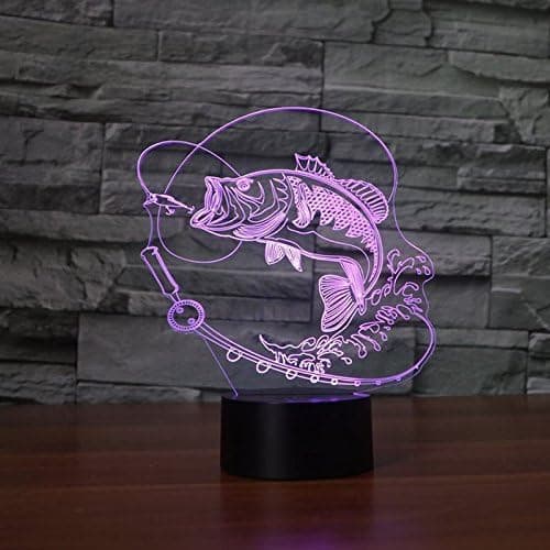 3D Fiske Lampe Natlys Touch Bord Skrivebord Optisk Illusion L