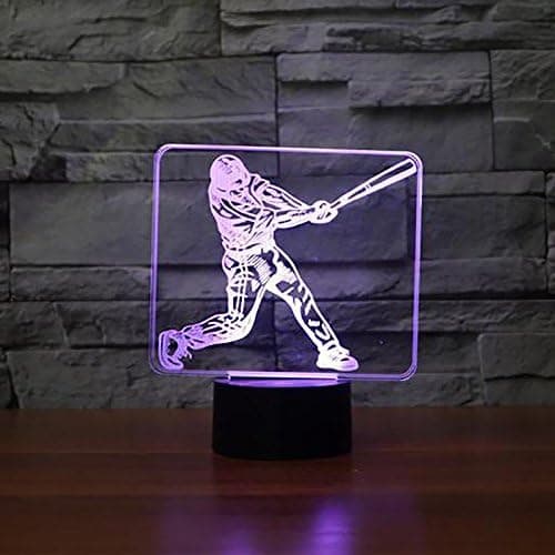 3D Baseballspelare Nattlampa Touch Switch Dekor Bordsskiva