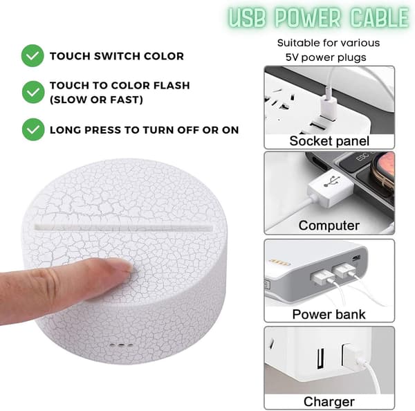 coin 3D LED Natlampe Bitcoin Crypto Måne Revnet Base 7