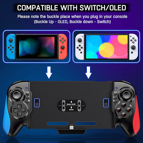 Vaihda ohjaimet, One Piece Joy Pad -vaihto Switch Pro -ohjaimelle, kaukosäädin sopii suurille käsipelaajille säädettävällä TURBO-toiminnolla Type A