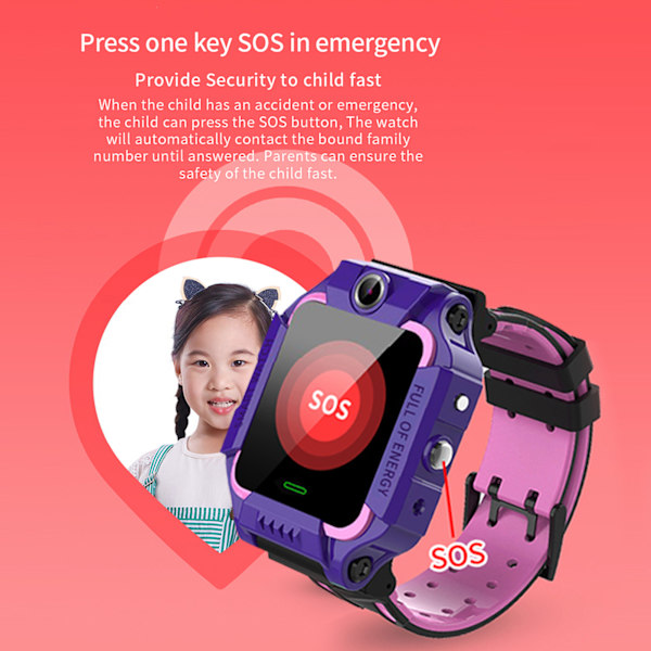 Q19 Barn Smart Klocka Vattentät Plug In Kort Kamera Positionering Armband Violet